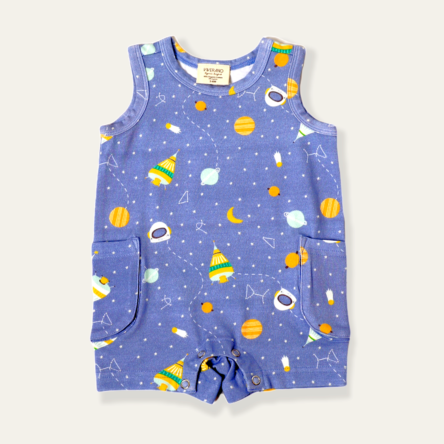 Space Dream Side Pocket Shortie Romper (Organic Cotton)