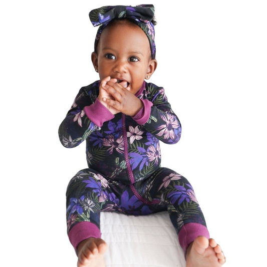 Purple Floral Organic Baby Romper